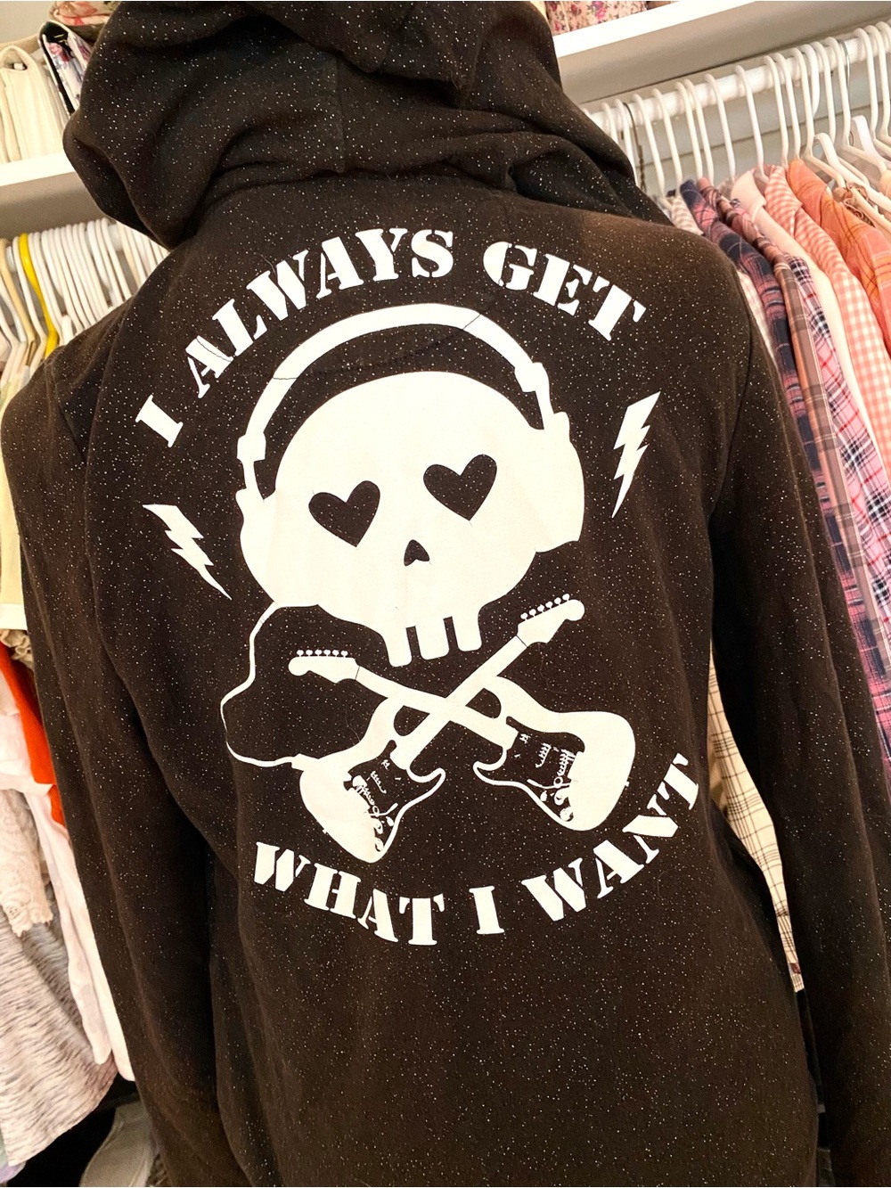 🖤 Avril Lavigne Black Graphic Hoodie Skull Guitars Punk Rock Grunge Goth Y2K